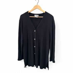 Vintage Black Knit Grandma Chic Button Front Cardigan